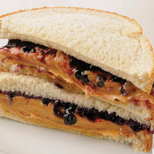 Peanut Butter & Blueberry Jam on White Bread