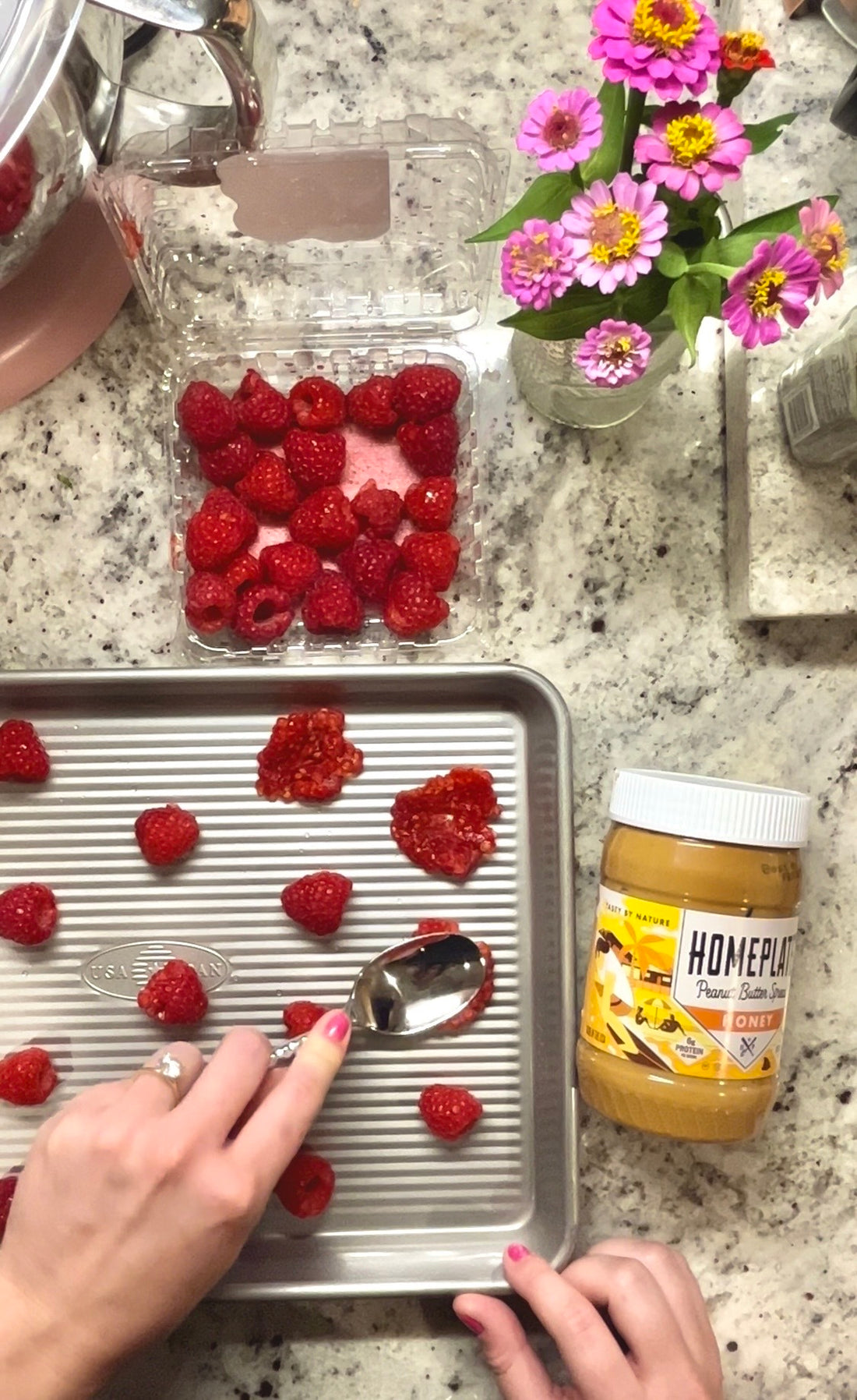 Chocolate covered frozen peanut butter and jelly bites