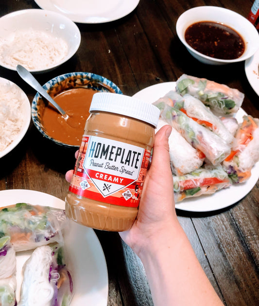 Spring rolls with homemade peanut sauce