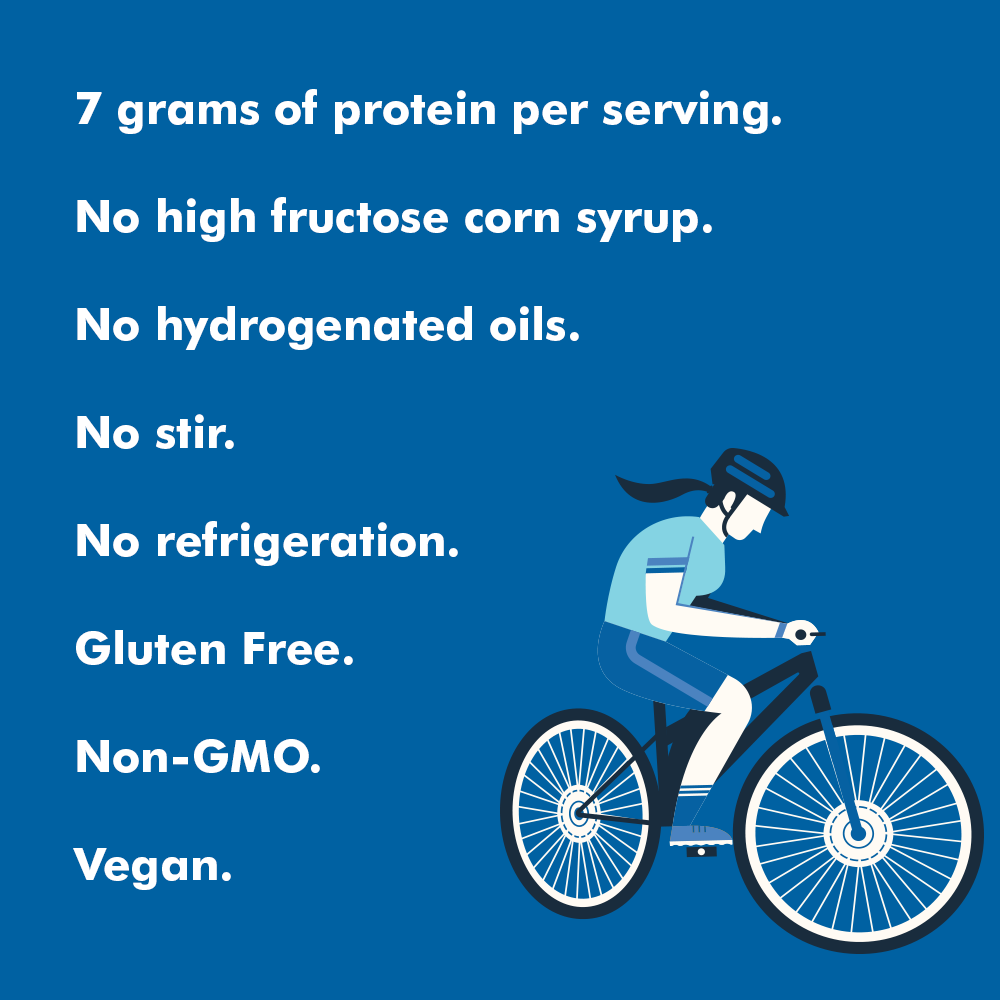 7 grams of protein no high fructose corn syrup no hydrogenated oils no stir no refrigeration gluten free non-gmo vegan